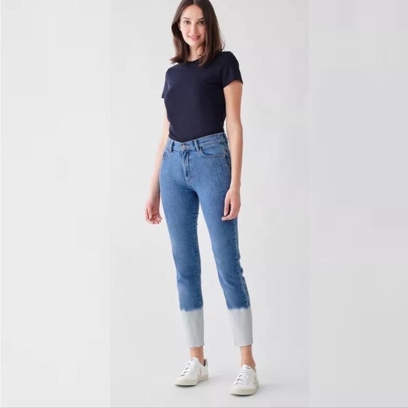 DS1961 Maria High Rise Instacuplt Straight Leg Cropped Frayed Bleached 27 Jeans - Picture 4 of 16